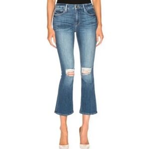 New Frame Le Crop Mini Boot Flare Stony Creek Blue Wash Size 25 Jeans Denim